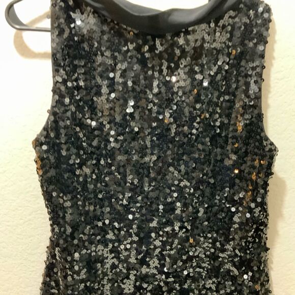St. John Cowl Neck Top Women size 12 Metallic Sequin Black Event - Picture 5 of 14